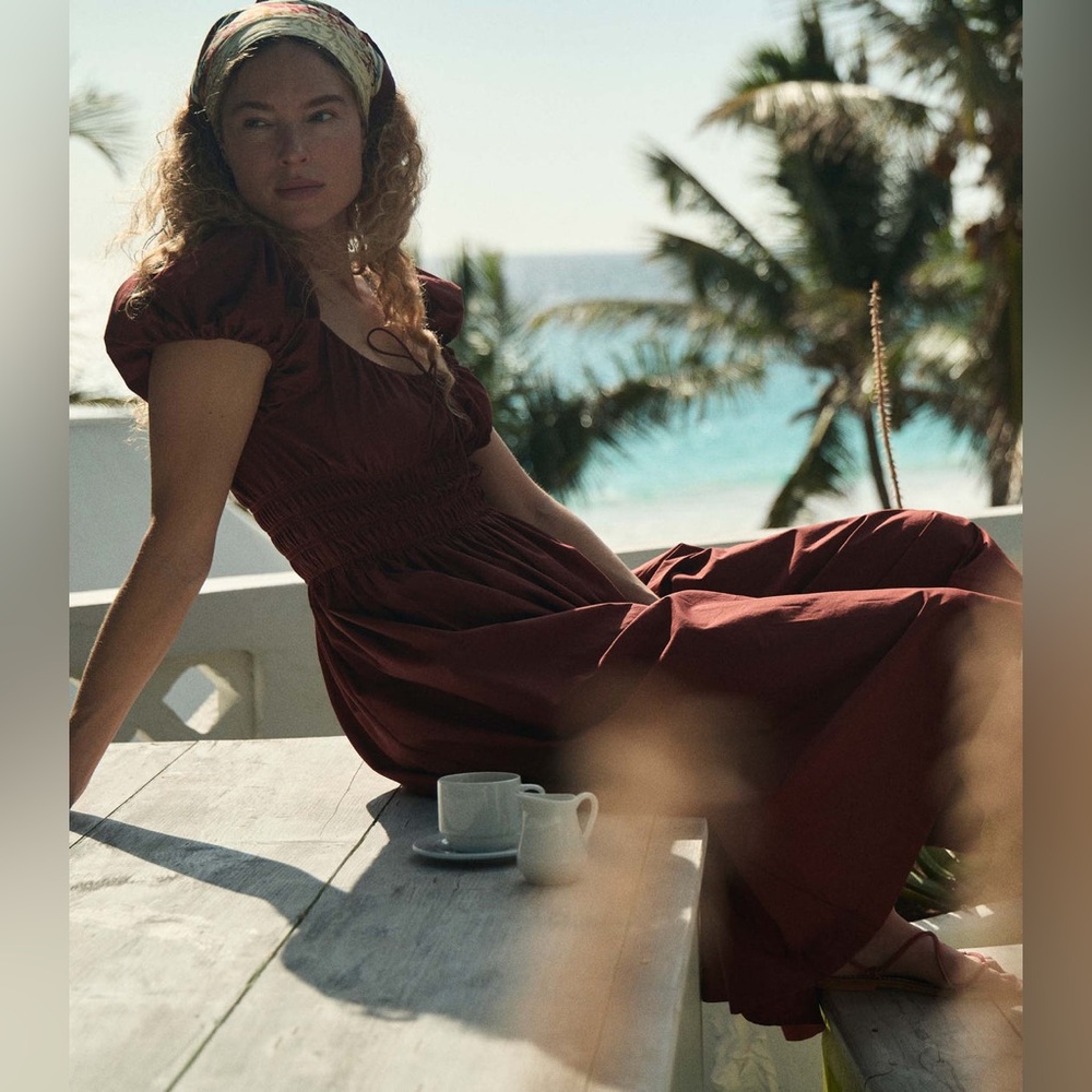 NEW DÔEN Quinn Dress In Amberwood Size Large - Picture 16 of 16
